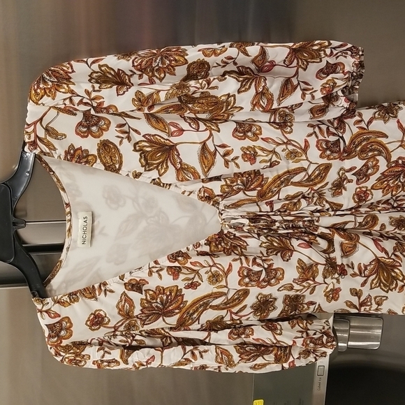 💕NICHOLAS💕 Printed Danielle Dress ~ Ivory Paisley Floral Print US 12 Crepe - Picture 12 of 16